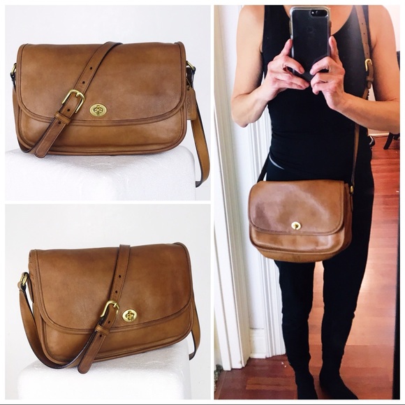Coach Handbags - Coach Vintage Tan Leather City Flap Crossbody Bag